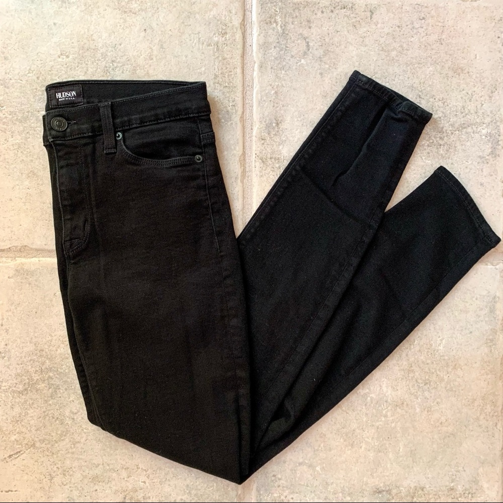 Hudson Black Mid-Rise Skinny Jeans - Size 28